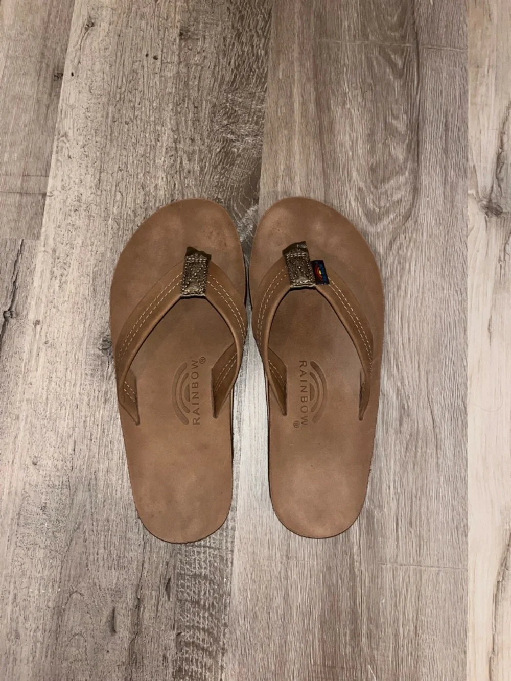 Rainbow Leather Classic Men's Flip Flop Sandal - Color Redwood, Size M (8.5-9.5)